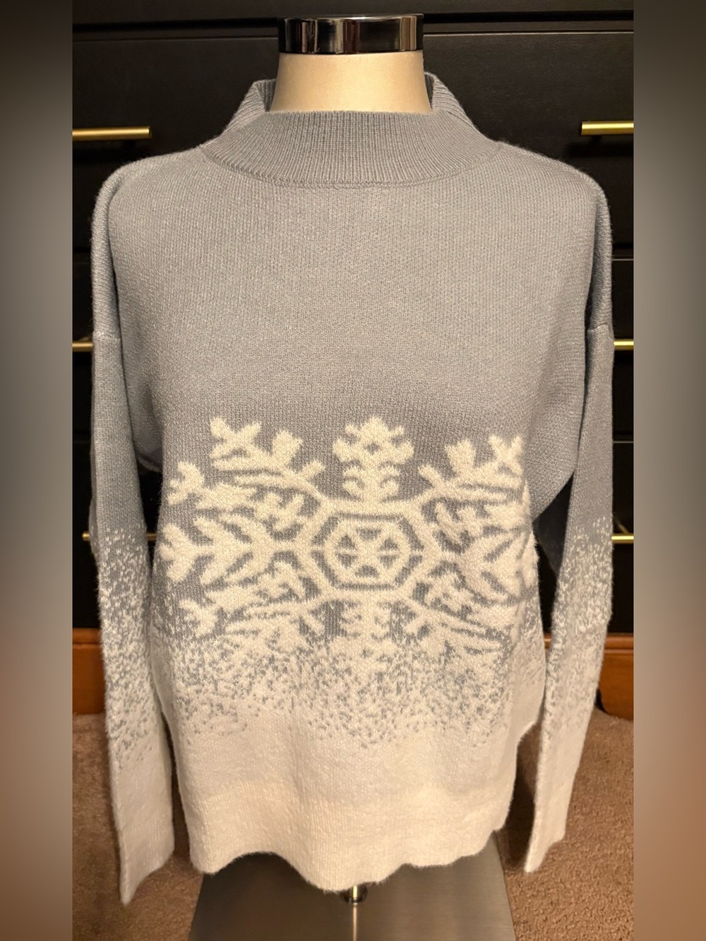 Simply Noelle Light Blue & White Snowflake Turtleneck Sweater